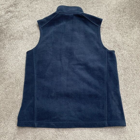 Columbia Steens Mountain Fleece Vest Mens Small Blue Black Full Zip Outdoor Hike - Picture 2 of 11